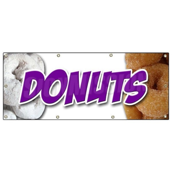 DONUTS 1 BANNER SIGN donut fried sugar powder doughnut doughnuts glazed